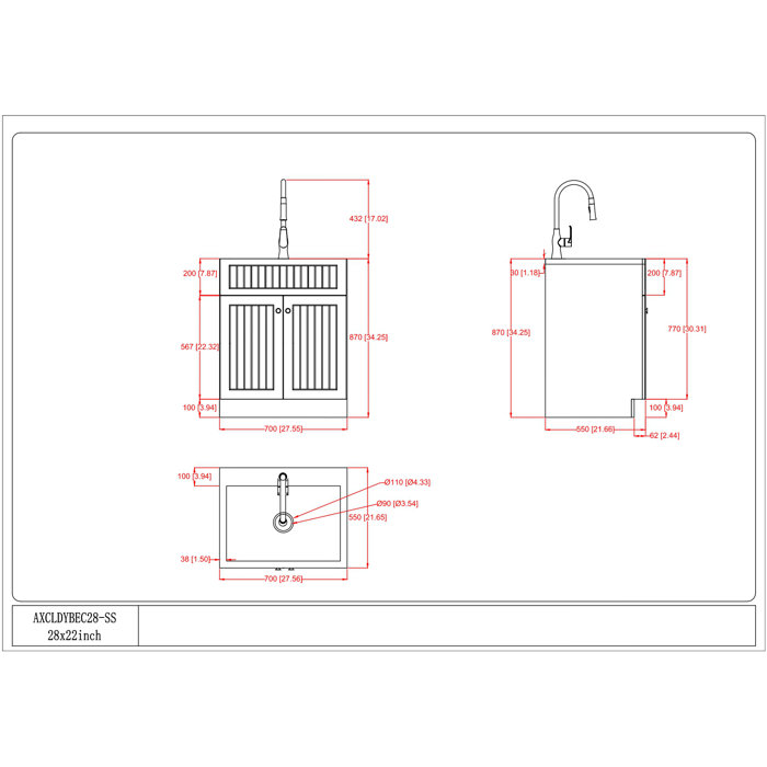 Latitude Run® Beckham Transitional 28 inch Laundry with Faucet